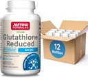 Jarrow Formulas Glutathione Reduced 500mg- 60 Veggie Capsules- Intracellular Antioxidant- Quality Glutathione Supplements- Supports Recycling of Vitamins C & E- Non-GMO- Gluten Free- Vegan, Pack of 12