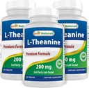 Best Naturals L-Theanine 200mg per Tablet (400mg per 2 Tablets) - Promotes chillation without Drowsiness - 120 Vegetarian Tablets - (120 count (Pack of 3)
