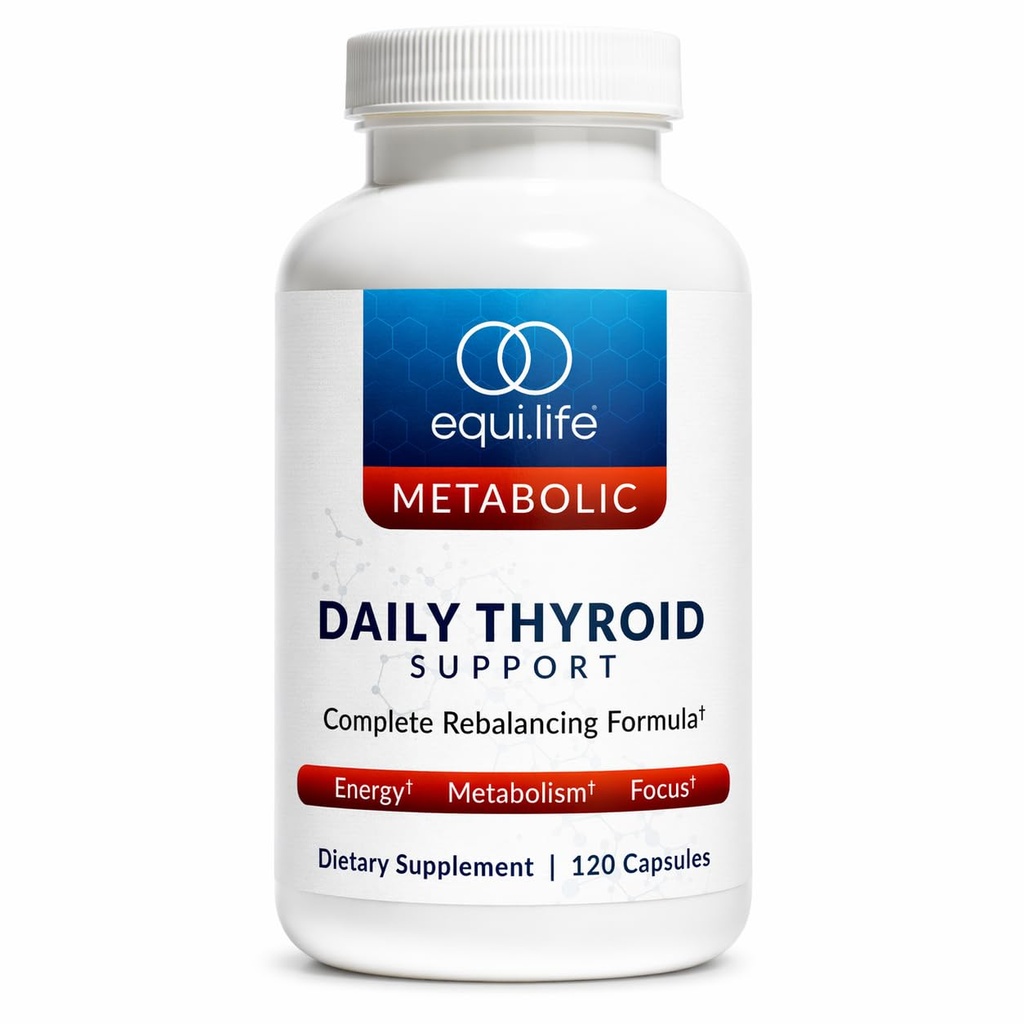 EquiLife Daily Thyroid Support Supplement for Women and Men – Aids Healthy Thyroid Function, Assisting in T4 to T3 Conversion, Supports Healthy Stress Response, Antioxidants & Adaptogens, 120 Capsules
