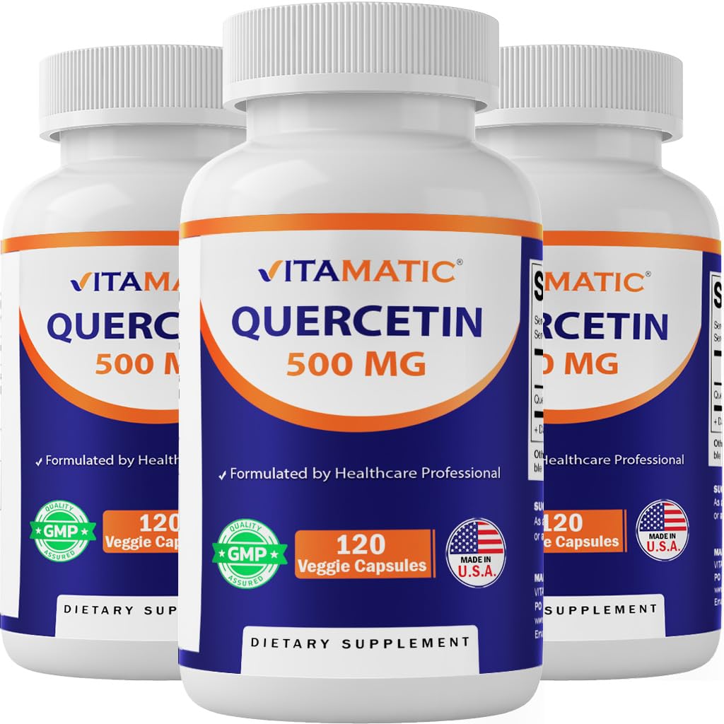 Vitamatic Quercetin 500 mg, 120 Vegetarian Capsules (3 Pack) | Powerful Antioxidant*, Immune & Cellular Health Support*, Non GMO, Gluten Free, Made in USA