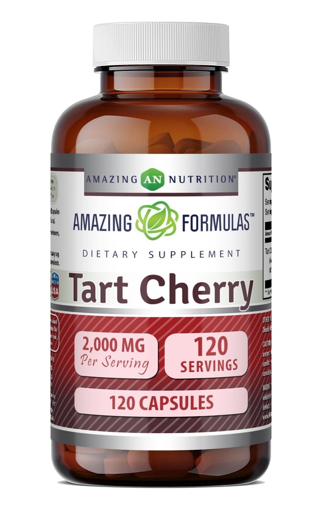 Amazing Formulas Tart Cherry 10:1 Extract Supplement | 2000 Mg per Serving | Capsules | Non-GMO | Gluten-Free | Made in USA (1 Pack | 120 Count)