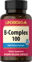 Lindberg B Complex Vitamins 100 mg | 90 Capsules | High Potency Supplement for Women and Men | with B1, B2, B6, B12, and Folate | Vegetarian, Non-GMO, Gluten Free