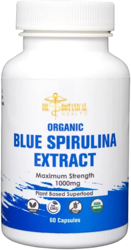 Blue Spirulina Capsules - Organic - 1000 mg - 60 Capsules