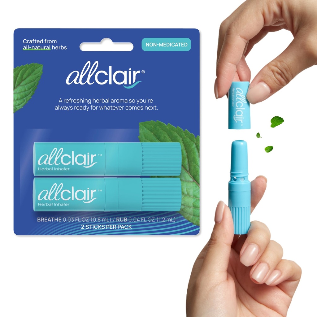 Allclair Nausea Relief Inhaler for Motion & Morning Sickness – Fast-Acting, Non-Drowsy, Natural Alternative to Pills & Patches, Travel Essential (2 Inhalers)