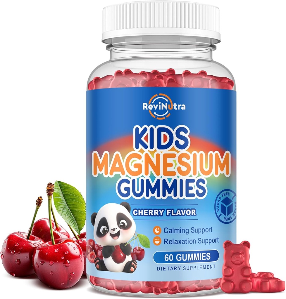 Magnesium Citrate Gummies - Magnesium for Kids & Adults, Calm Magnesium Citrate Support Sleep, Bone & Muscle Health, Nerve Relaxation - 60 Count Cherry Flavor