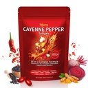 Cayenne Pepper Capsules, 15-in-1 Cayenne Pepper Supplements with Vitamin D3, K2, E & Grape Seed Oil, Supports Leg Vein, Heart and Blood Vessel Health, Daily Herbal Capsaicin Supplements, 300 Softgels