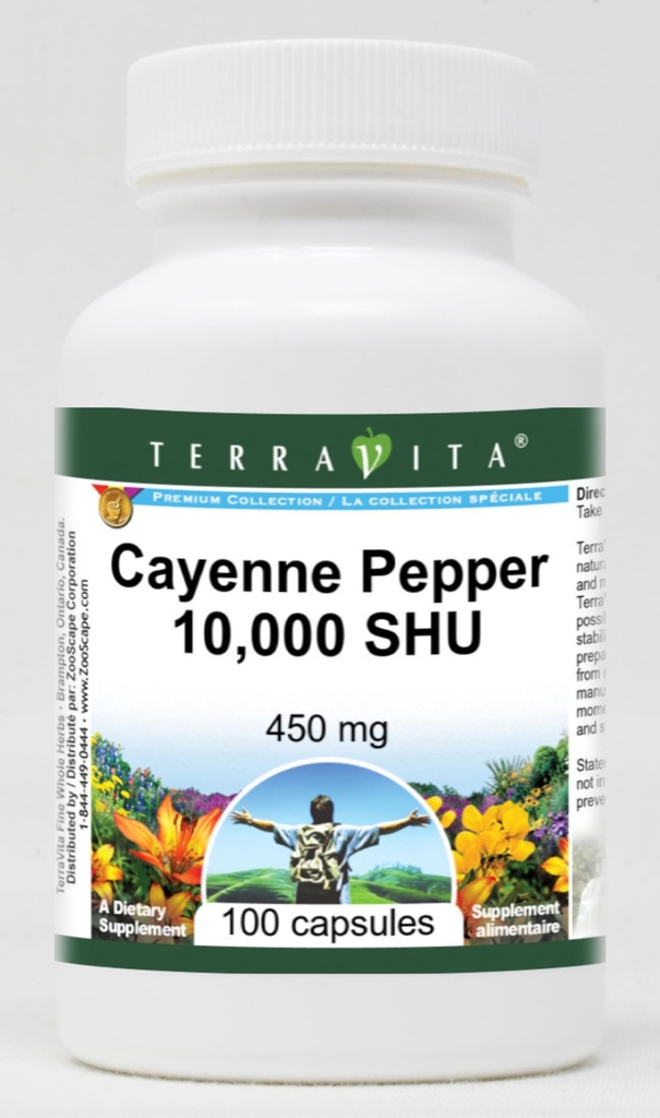 Cayenne Pepper 10,000 SHU - 450 mg (100 Capsules, ZIN: 521120)