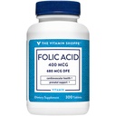 The Vitamin Shoppe Folic Acid 400MCG, Supports Prenatal Fetal (300 Tablets)