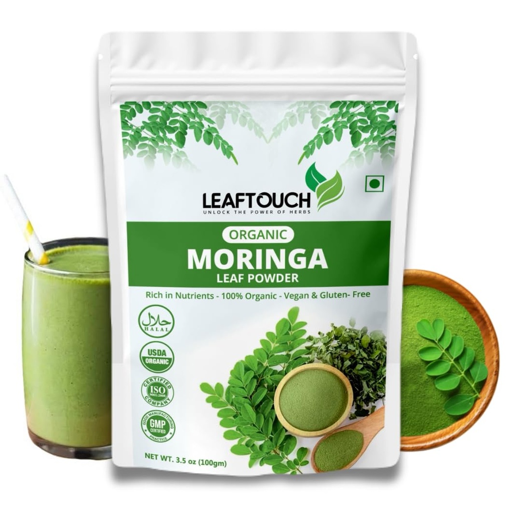 Leaftouch Moringa Oleifera Leaf Powder, 100% Pure Moringa Powder, 3.5oz (100g)