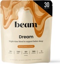 Beam Dream Sleep Powder, L-Theanine, Apigenin, Reishi和Magnesium, 第三方测试了《自然睡眠援助》和《深睡、放松和恢复补充》,《自然睡眠支助》,30种服务