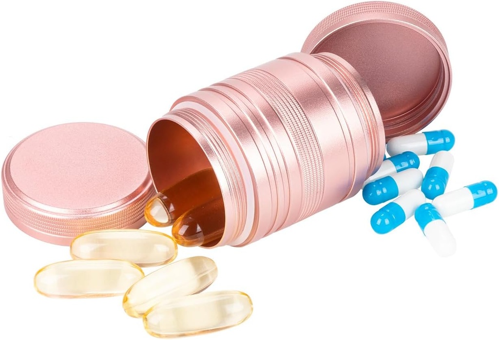 Metal Pill Box Pill Case 2 keer per dag - Daily Pill Container Portable Travel Medicine Holder for Pocket Purse Medicine Organizer for Vitamine/Fish Oil/Supplements
