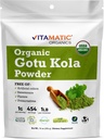 Vitamatic Certified USDA Organic Gotu Kola Powder – 1 Pound (16 Ounces) – Natural Brain & Circulatory Support – Non-GMO & Gluten-Free