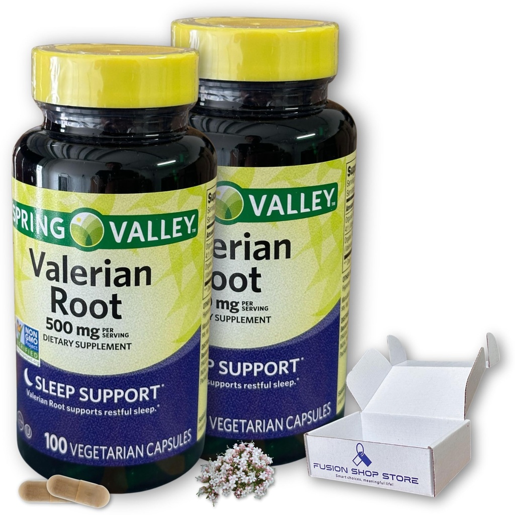 Valerian Root 500mg- Vegan Capsules,100Ct (Pack of 2), Boxed by Fusion Shop Store