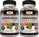 Kaya Naturals Ashwagandha 1300mg, 120 Count Capsules for Stress Relief, Adrenal, Mood & Thyroid Support, Black Pepper and 100% Pure Ashwagandha -120 Capsules (Pack of 2)