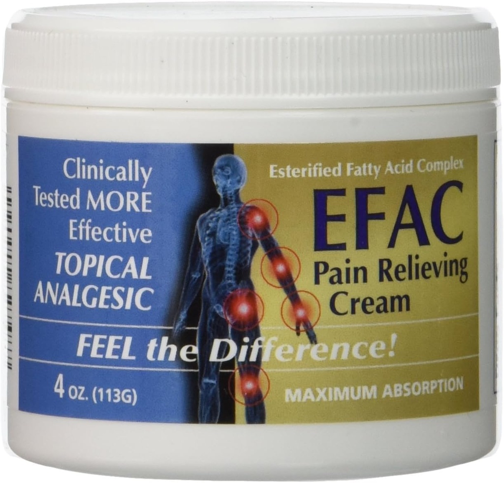 EFAC Pain Relieving Cream Clinically Tested More Effective Topical Analgesic, Fast Acting CLINICALLY Proven Pain Relieving Cream 4 Ounce