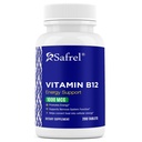 Safrel Vitamin B12 1000 mcg per Tablet, 200 Days Supply, Provides Energy, Metabolism and Nervous System Health Support | Vegan, Gluten Free and Dye Free | Made in USA