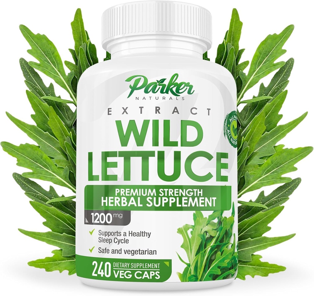 Parker Naturals Wild Lettuce Extract – Herbal Sleep Supplement 1200mg, 4:1 Concentrated, Vegan Capsules, Soothes Discomfort, 120 Servings, 240 Count