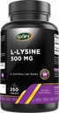Oxify L-Lysine 500 mg | 250 Tablets | Gluten-Free, Non-GMO | Supplement Made in USA