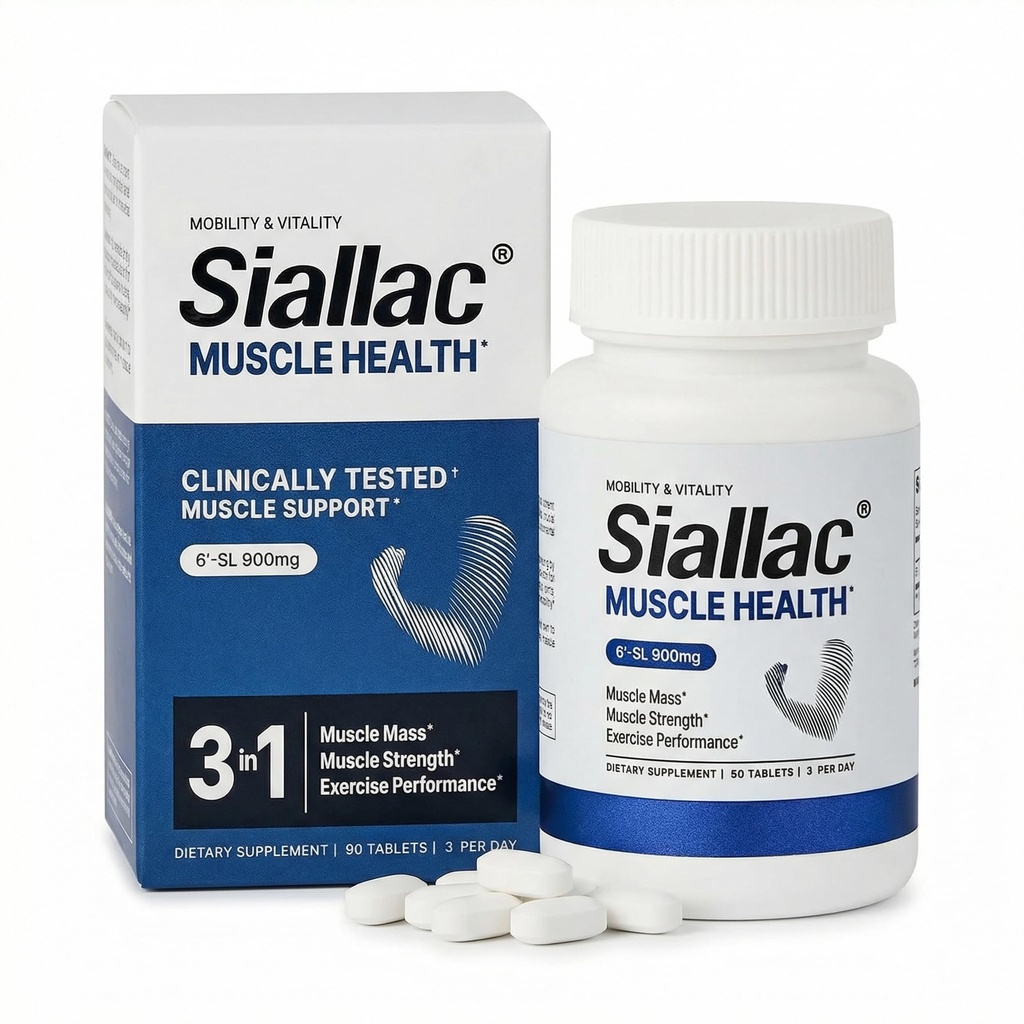 Muscle Health - Made in USA - Enhance Muscle Mass & Strength, Fast Workout Recovery, Reduce Fatigue & Boost Exercise Performance, 6-Sialyllactose (6-SL), 900mg, 90 Tablets (1 Pack)