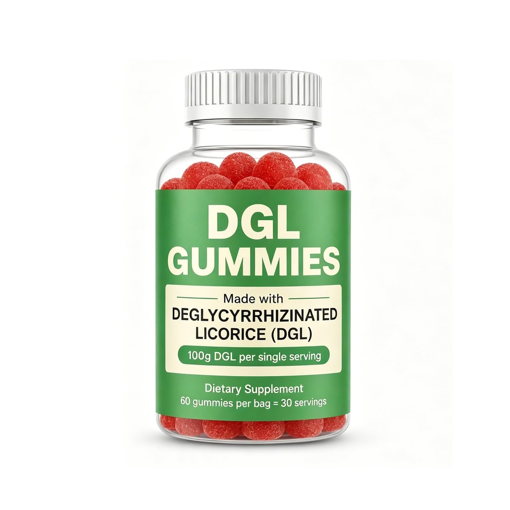 Dgl Gummies, Licorice Root Extract,100 Mg DGL Extract Supplement, for Gut Health, Stomach Soothe, 60 Gummies (1)