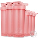 ShakerZoo-6 Pack-Protein Shaker Bottles for Protein Mixes, Shaker Cups for Protein Shakes, 3 pcs 24 ounce and 3 pcs 20 ounce (Pink)