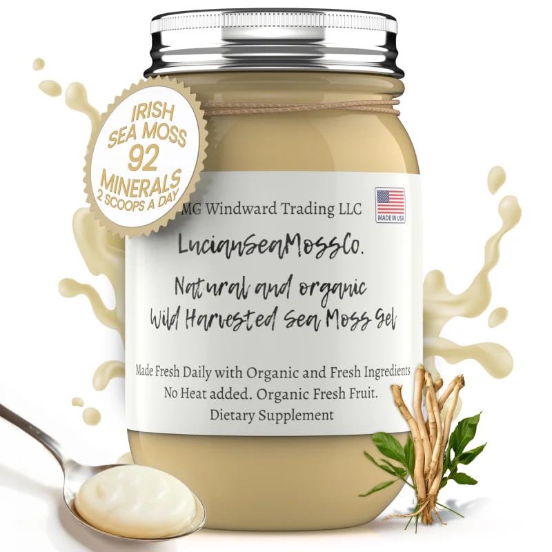 Ashwagandha Organic Certified Wild Harvested Irish Sea Moss Gel | Immune and Digestive Support | Vitamin Mineral Antioxidant Supplements | Made Fresh Daily (16 oz. Ashwagandha)