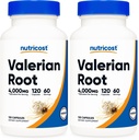 Nutricost Valerian Root Capsules 120 Capsules for 60 Servings - Vegetarian Caps, Gluten Free, Non-GMO (Pack of 2)
