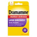 Dramamine Motion Sickness Less Drowsy, for Nausea Relief During Travel, 4 Count