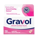 Gravol Motion Sickness Relief and Nausea Prevention, 50 mg Coated Tablets, 10 Ct.