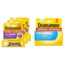 Dramamine Motion Sickness Relief Tablets Bundle: All Day Less Drowsy, 8 Count, 3 Pack and Original, 36 Count