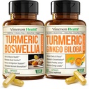 Boswellia Turmeric Curcumin Supplement + Turmeric Ginkgo Biloba Bundle – Natural Turmeric Supplement for Focus, Memory, Joint & Brain Health – with Ginger Root, Curcuma, Black pepper & Organic Tumeric