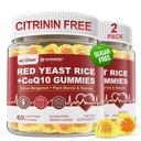 Red Yeast Rice Gummies 2400MG with CoQ10, Suagr Free Balanced Chṏlesterṏl Supplements Plus Citrus Bergamot, Plant Sterols & Stanols Supports Vḁsculḁr Health, Energy, Immunity for Age 50+,Vegan,120 Cts