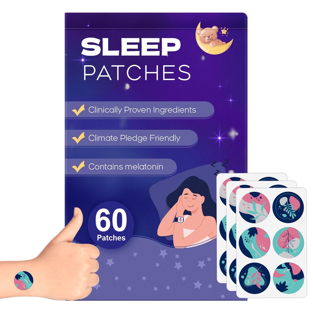 RAAYAM Sleep Patches, 60 Pack Upgraded Sleep Patches for Adults, Made of All-Natural Ingredients, Natural Plant-Based Sleep Support for Men and Women, That Last All Night，Easy to Use