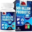 Probiotik untuk Pria, 500 Milyar CFU & 12 Mens Probiotik Kesehatan Digetical + 4 Serba Prebiotik Organik, untuk Digetical, Gut, Immune Health, Bloating, Gas, Energy Support, Shelf Stable - 60 Capsules