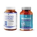 1 Body Thyroid Support Supplement + 60 Billion Probiotics for Men & Women