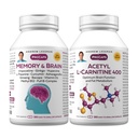 ANDREW LESSMAN Memory & Brain + Acetyl L-Carnitine Kit: 360 + 360 Capsules – Naturally Supports Brain, Memory and Mental Acuity. with Ginkgo Biloba, Bacopa, Curcumin, Ginseng, B-Complex, Vitamin D3