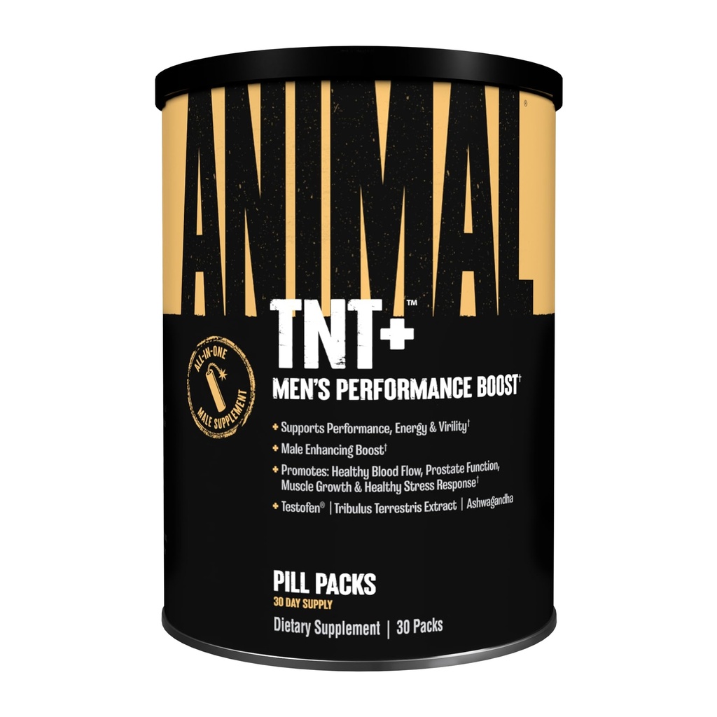 Animal TNT+ Men's Whole-Body Wellness Pack - Nitric Oxide, Prostate Support, Adaptogen Stress Relief & Vitality for Men 35+, Fenugreek Tribulus Ashwagandha Maca Ginseng, 30 Packs