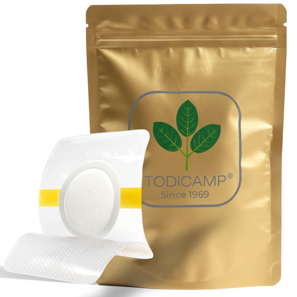 TODICAMP Belly Button Patches - Medical Grade Silicone & Cotton Ring, Hypoallergenic, No Marks, No Skin Damage, Leak Proof, 7x7 cm, Sticks Overnight, 30 Pieces for Skin & Belly Button