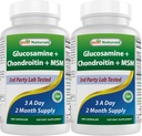 Bästa Naturals, Glukosamin Chondroitin och MSM Joint Supplements, 2600 mg per Servering, (180 greve (Pack of 2))