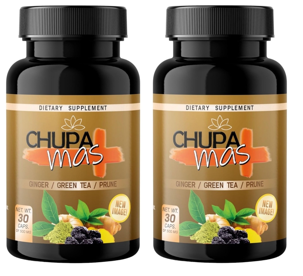 Lenico Comercializadora ChupaMas 60 Capsules Ginger, Green Tea, Prune, Artichoke, Tejocote Root. 500 mg Each. Capsulas ChupaMas