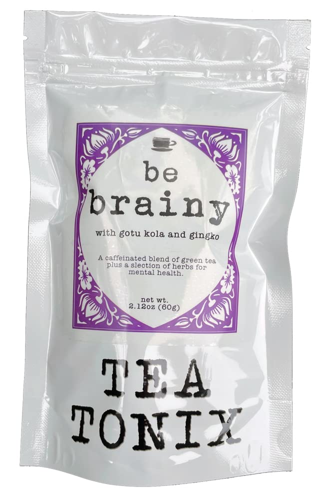 BE BRAINY Tea for Mental Clarity with Gotu Kola, Hawthorn Berries, and Gingko 60g (2.12oz) - a Green Tea to Help with Memory, Concentration, and Focus
