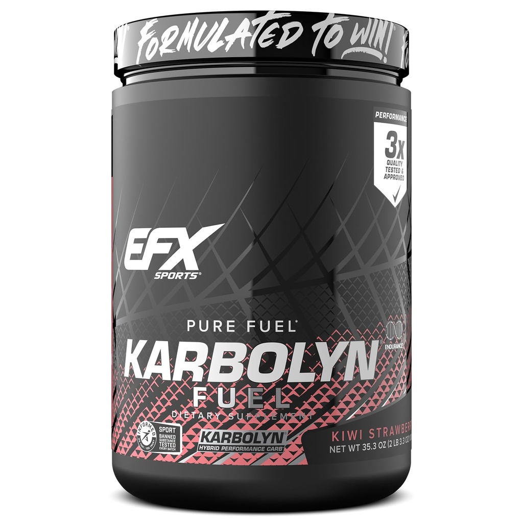 EFX Sports Karbolyn Fuel | Fast-Absorbing Carbohydrate Powder | Carb Load, Sustained Energy, Quick Recovery | Stimulant Free | 18 Servings (Kiwi Strawberry)