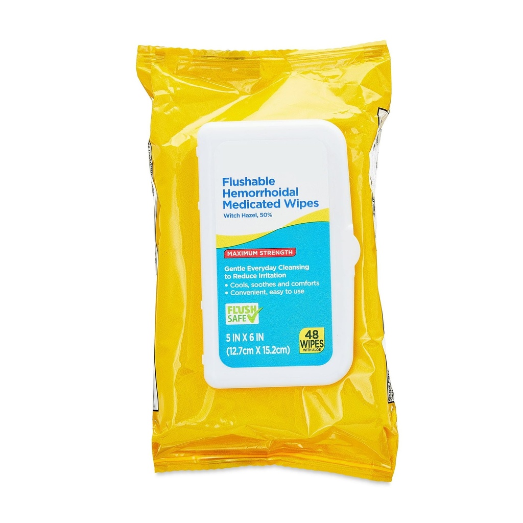 SEDLAV Witch Hazel Flushable Hemorrhoidal Medicated Wipes, 48 Count, Sticker