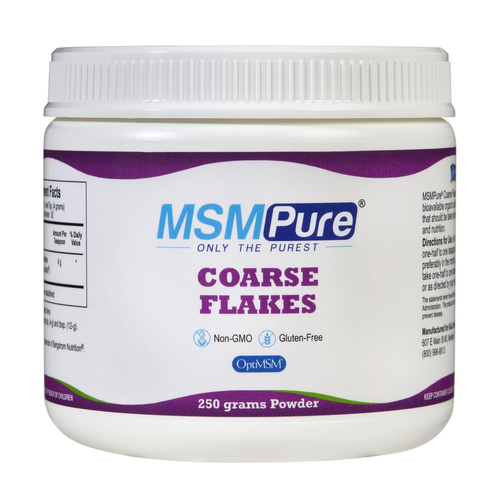 KALA HEALTH MSMPure MSM Powder, Coarse Flakes, US-Sourced MSM, 8.8 oz | OptiMSM Powder Supplement, Organic Sulfur, Vegan, Kosher, Halal, 3rd-Party Tested, Joint Comfort, Mobility, Skin, Hair & Nail