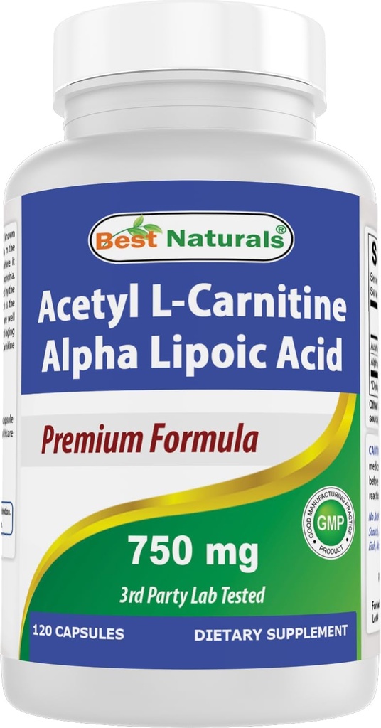 Best Naturals Acetyl L-Carnitine en Alpha Lipoïne Acid 750 mg 120 Capsules