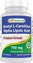 Best Naturals Acetyl L-Carnitine and Alpha Lipoic Acid 750 mg 120 Capsules