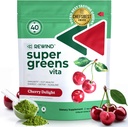 Nejlepší Ochutnávání Super Zelený Powder s 40 + Superfoods - Delicious Daily Green Powder s vitaminem B12, zinek, vitamín C, hořčík & vápník - Zelená šťáva Superfoods Mix - třešňový flavor