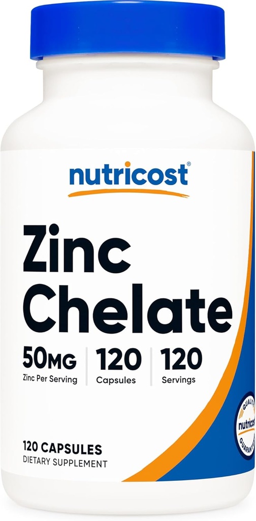 Nutricost Zink Chelate 50mg, 120 vegetarische Kapseln - Glutenfrei und nicht-GMO