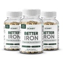 Organics Ocean Better Iron Supplement with Vitamin C - Plant-Based Fermented Pea Formula - Supports Iron Absorption, Energy & Vitality - Gentle on the Stomach, Vegan, Non-GMO - 3 Pack