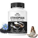 2026 Purely Ethiopian Black Seed Oil Capsules,Ethiopian Black Seed Oil, Organic Cold Pressed, Non-GMO, Gluten-Free, Premium Black Cumin Seed Oil, 60 Softgels(1 Bottle)